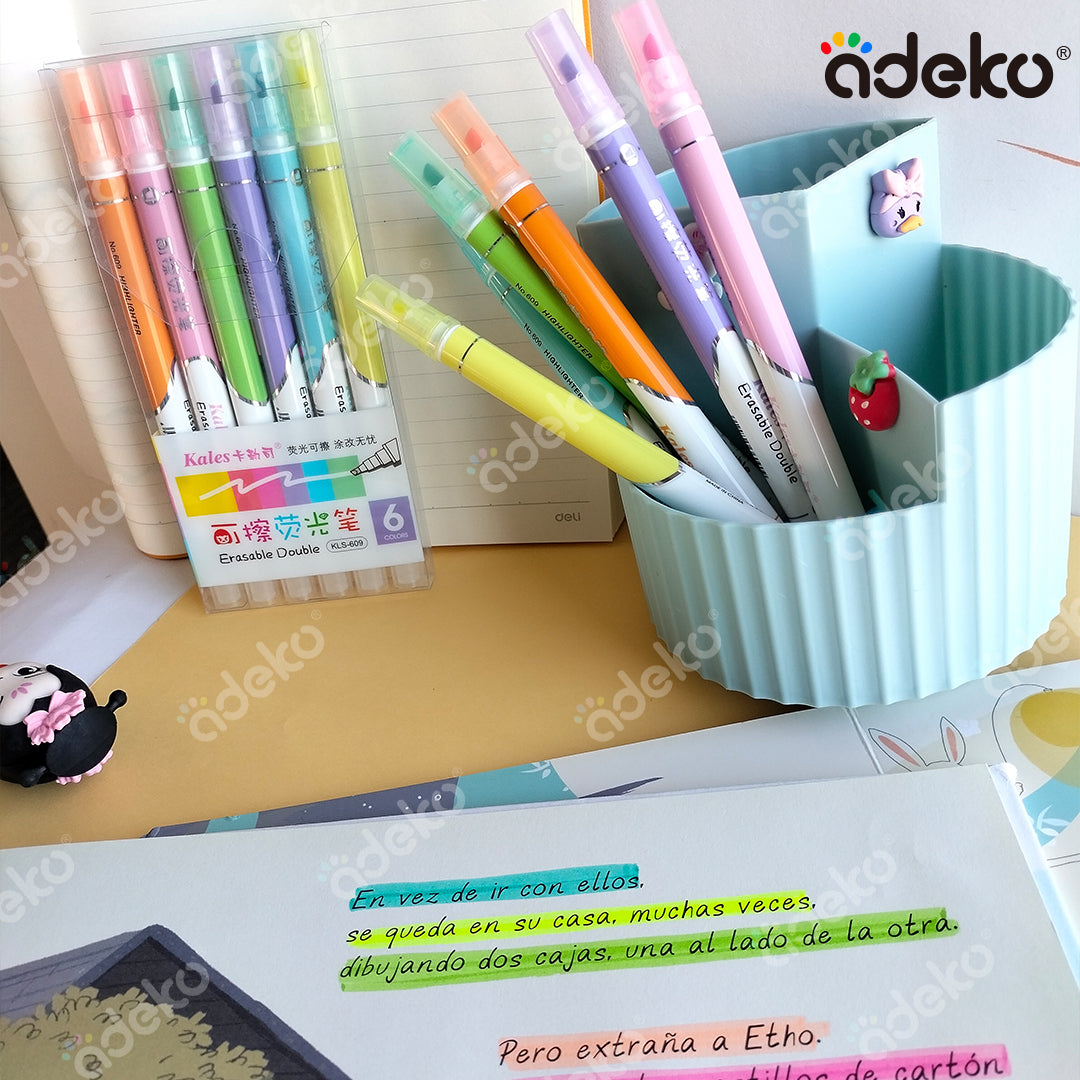 marcatextos, marcatextos borrables, kawaii, papelería, resaltador borrable